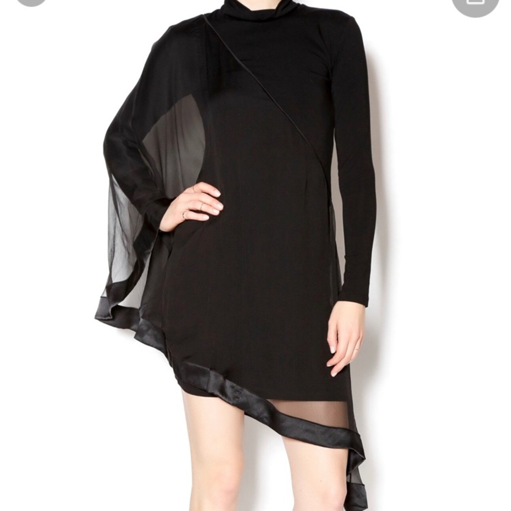 Analili Silk Overlay Black Dress